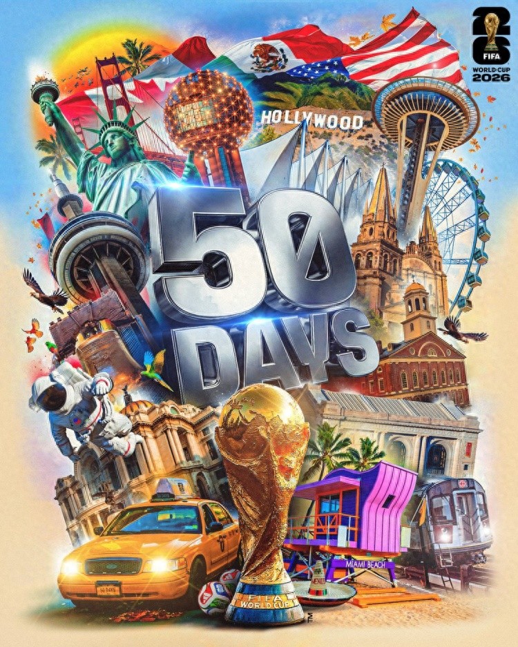 万众瞩目！世界杯官方社媒发布倒计时50天海报